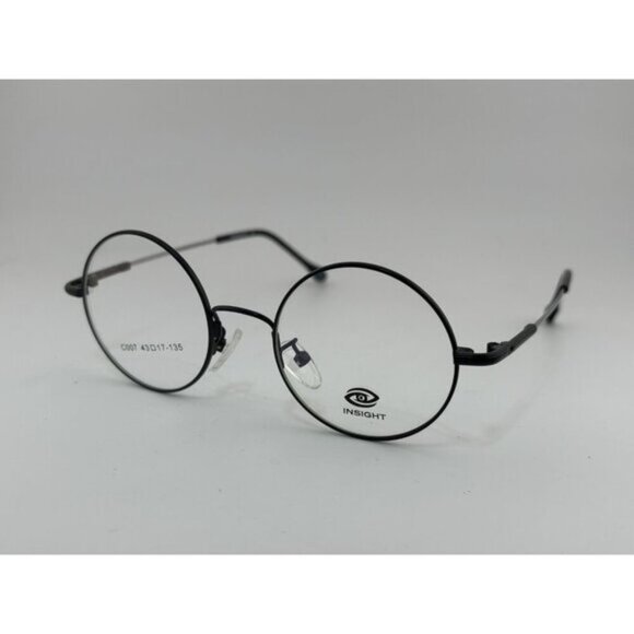 INSIGHT - C007 43-17-135 Black Silver Circle Glasses Frames - Picture 1 of 6
